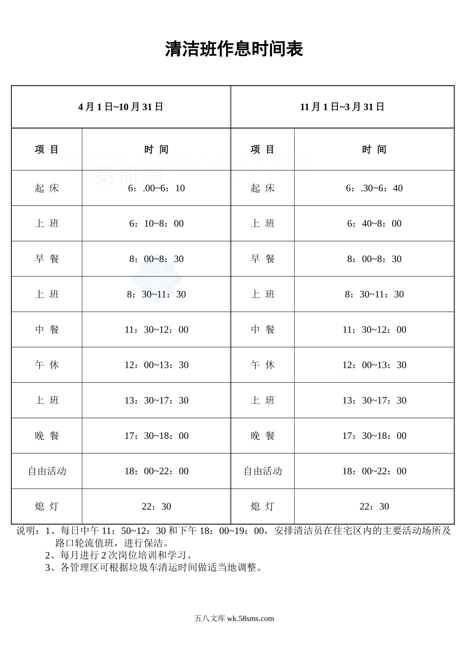 清洁班作息时间表_secret_第1页