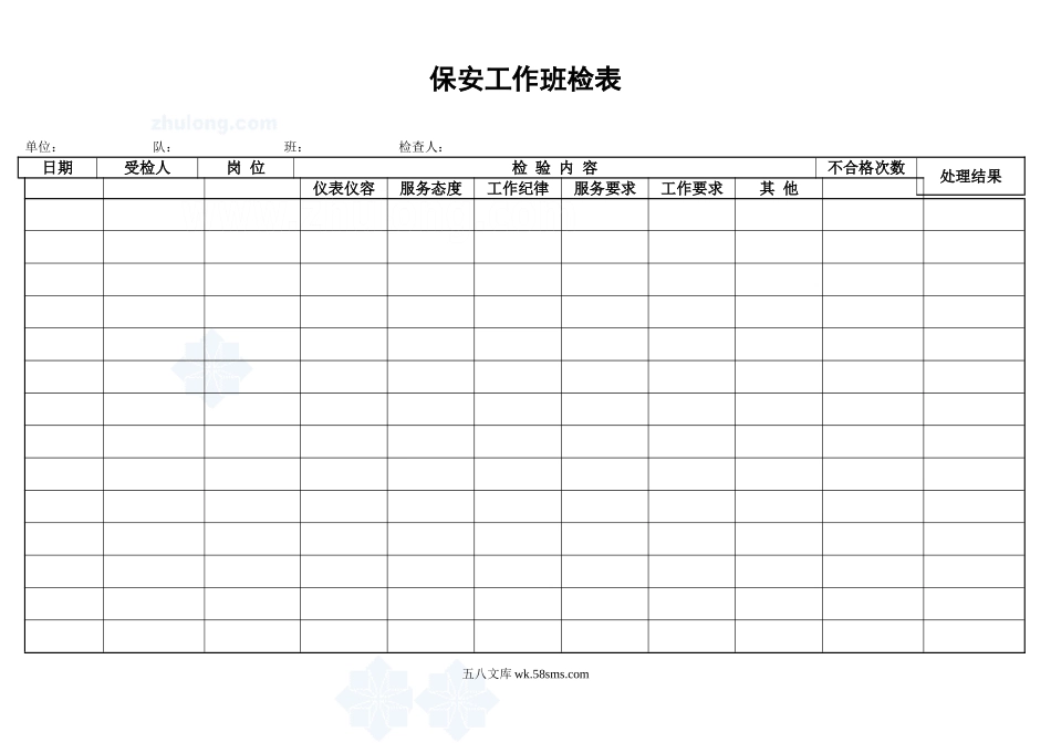 保安工作班检表_secret_第1页