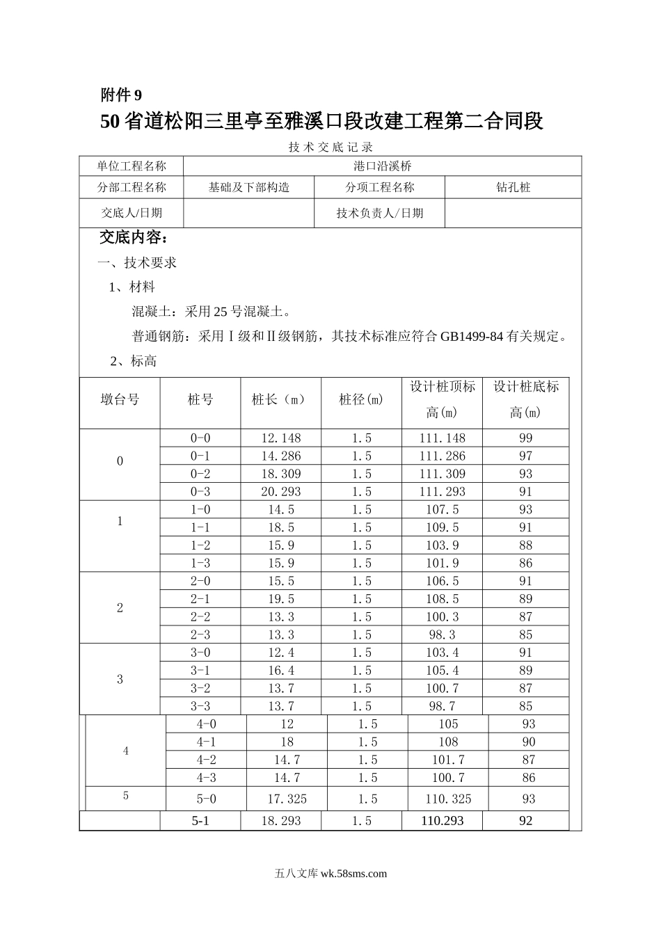 钻孔桩基础及下部构造技术交底_第1页