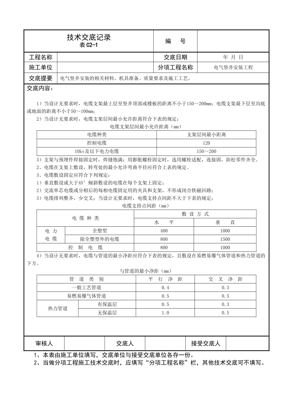 电气竖井安装工程技术交底记录_第2页