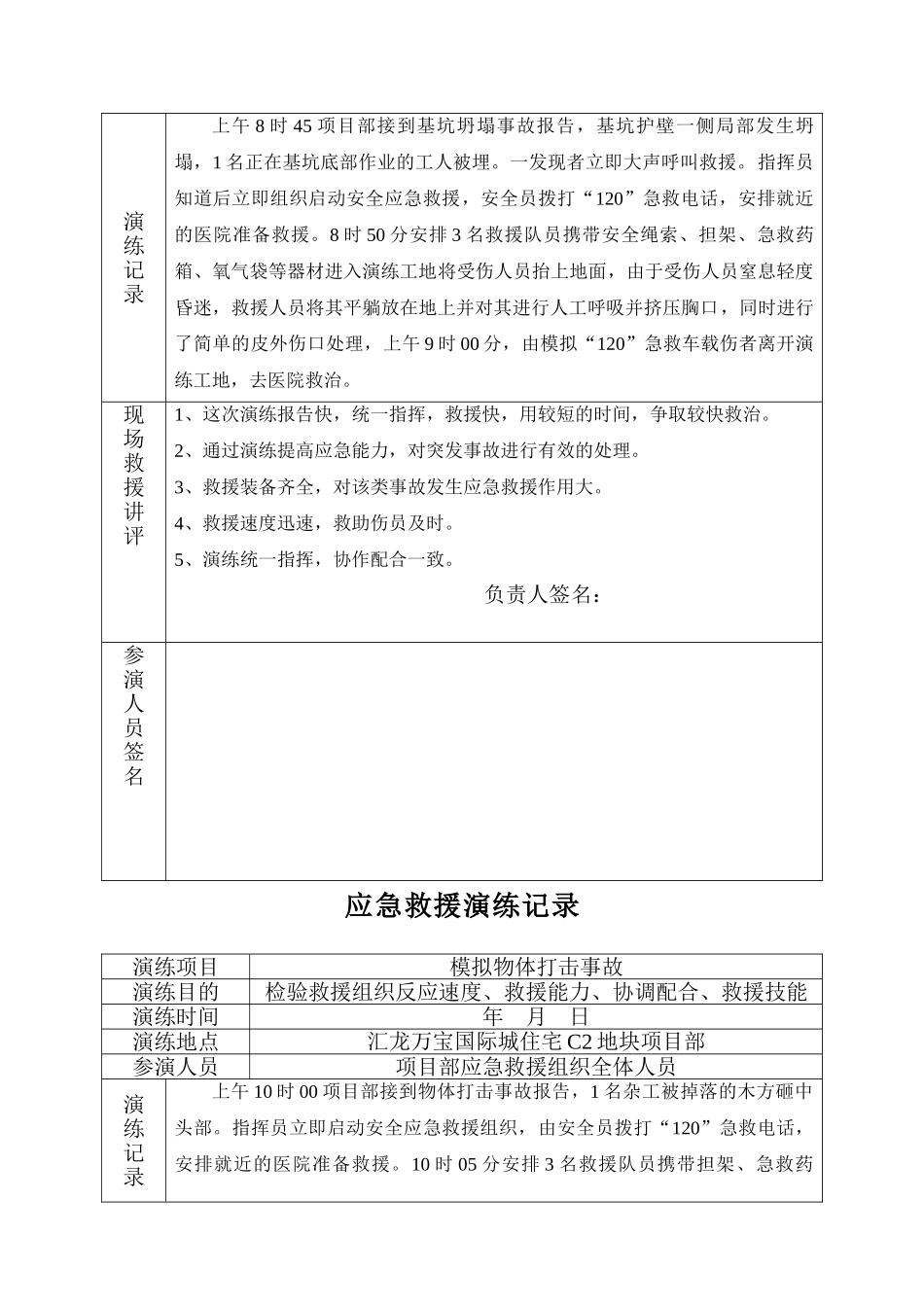 建筑工程各项应急救援演练记录_第3页