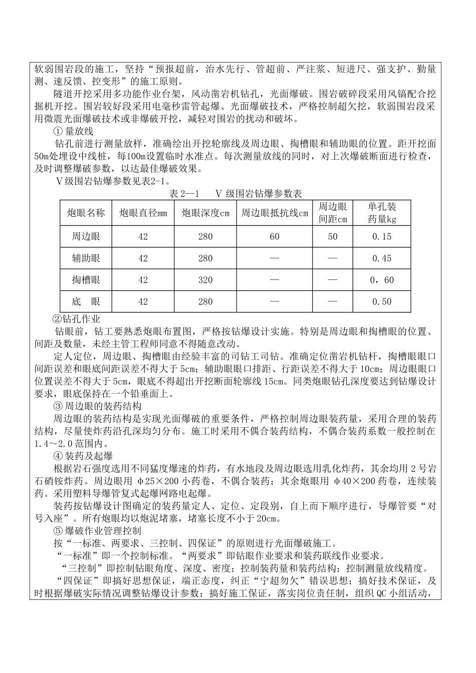 隧道出口洞身开挖、支护施工技术交底书_第2页