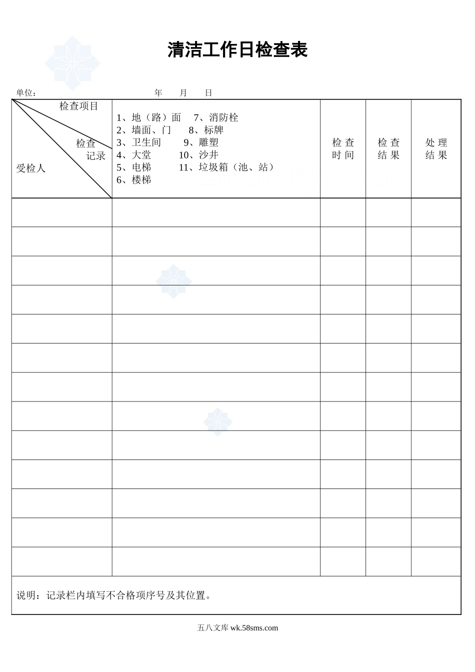 清洁工作日检查表_secret_第1页