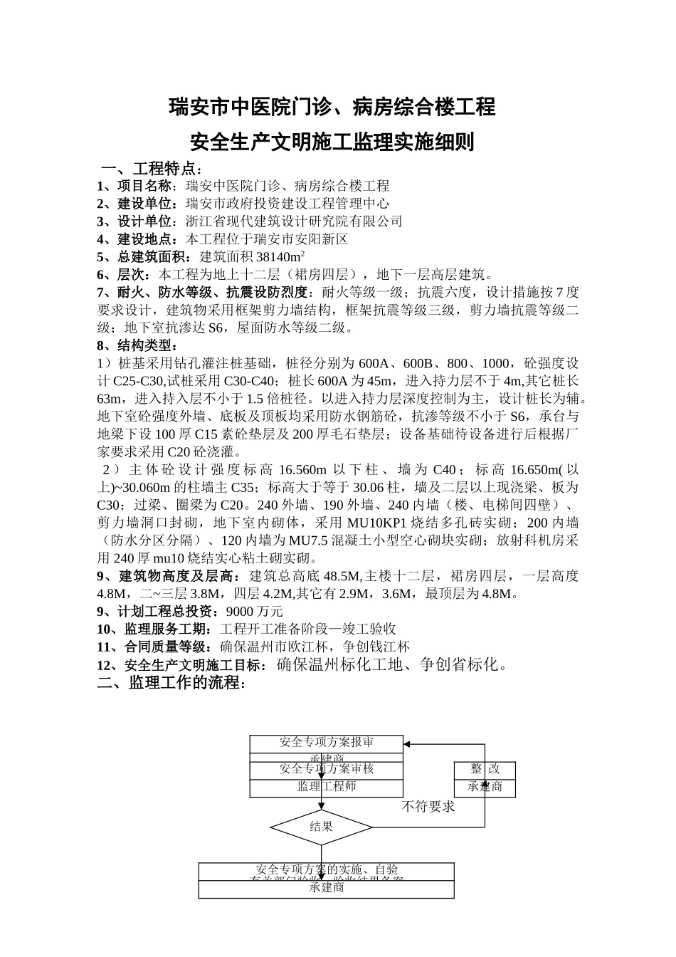 某医院门诊、病房综合楼工程安全生产文明施工监理实施细则_第1页