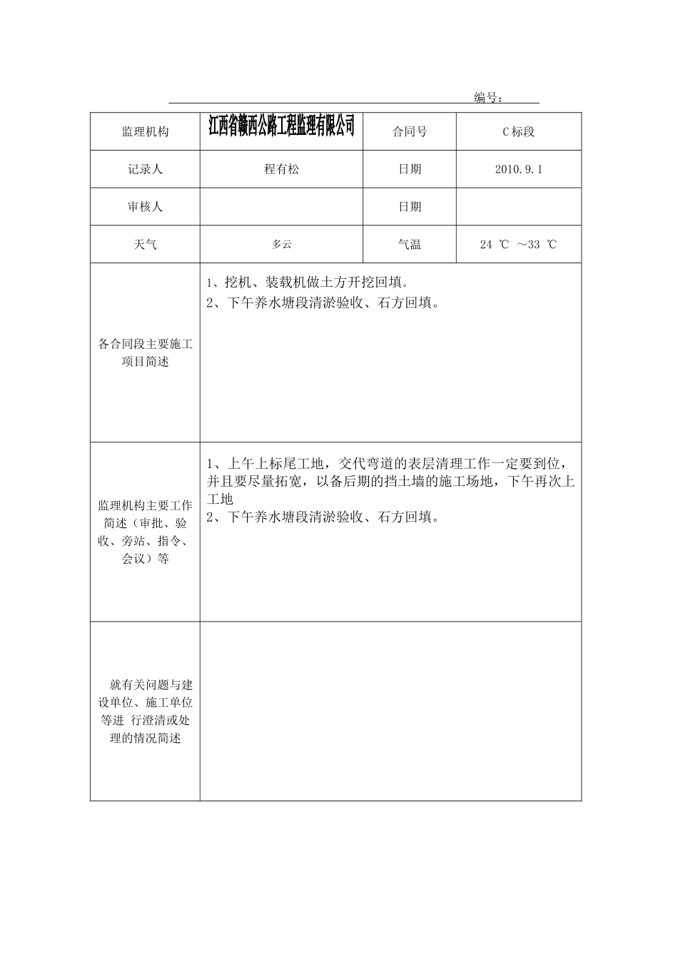 公路改建工程项目监理日志_第2页