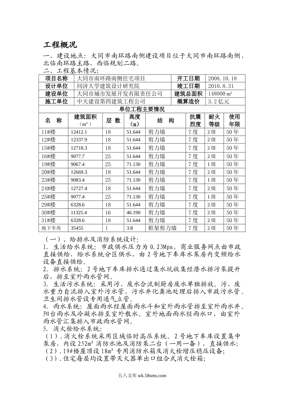 大同市南环路南侧住宅项目给排水系统工程监理细则_第1页