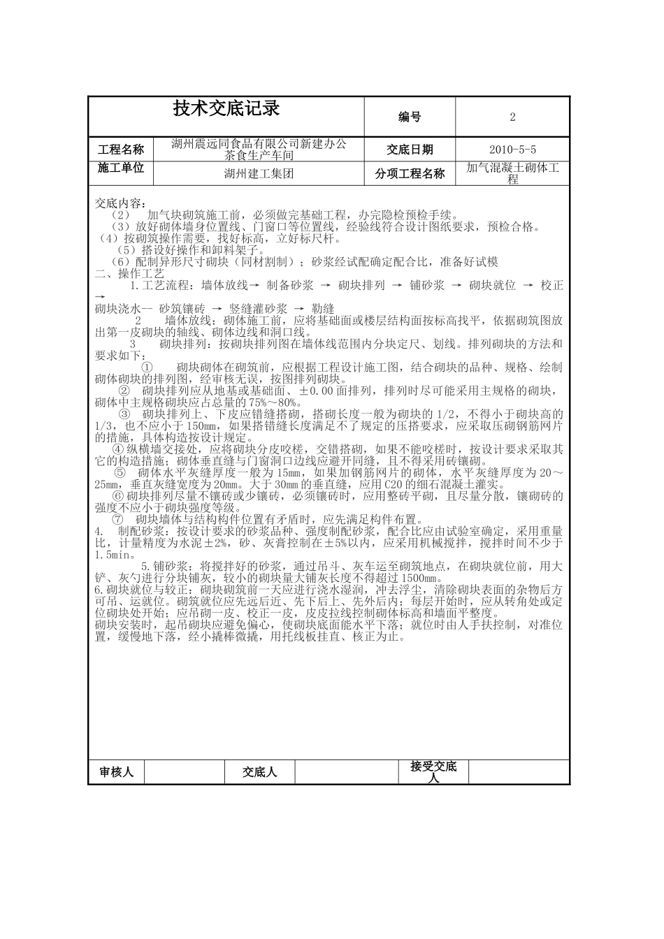 新建办公楼、茶食生产车间加气混凝土砌体工程技术交底_第2页