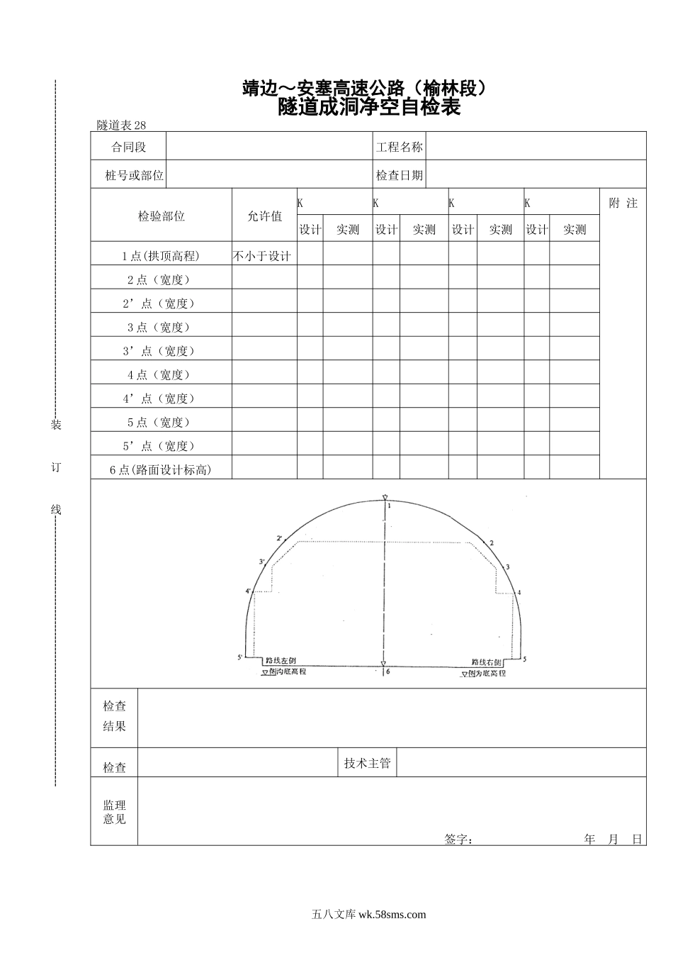 28    隧道成洞净空自检表_第1页