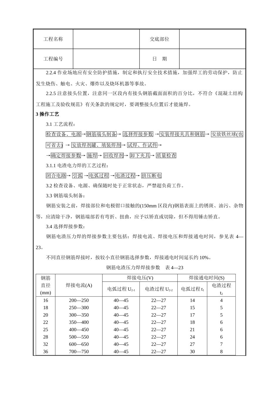 钢筋电渣压力焊工艺标准技术交底_第2页