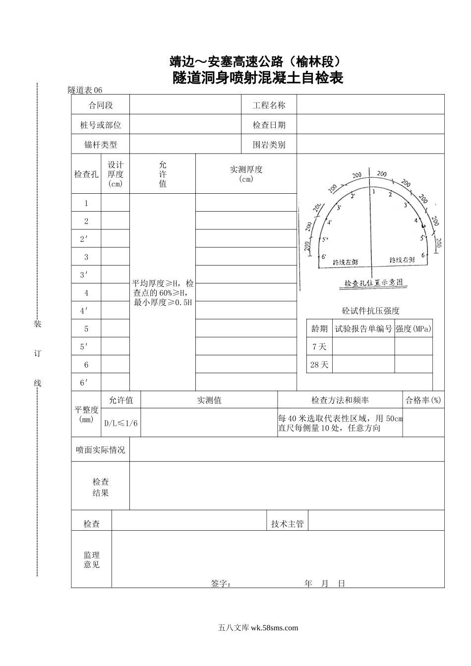 06    隧道洞身喷射混凝土自检表_第1页