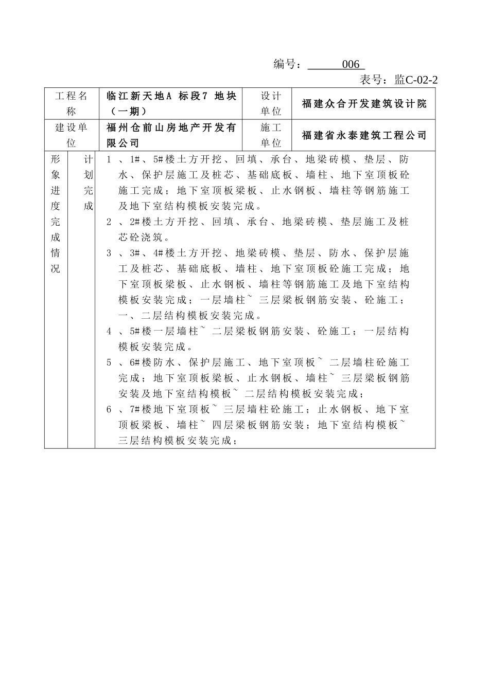 临江新天地A标段其地块龙江苑（一期）工程监理月报_第2页