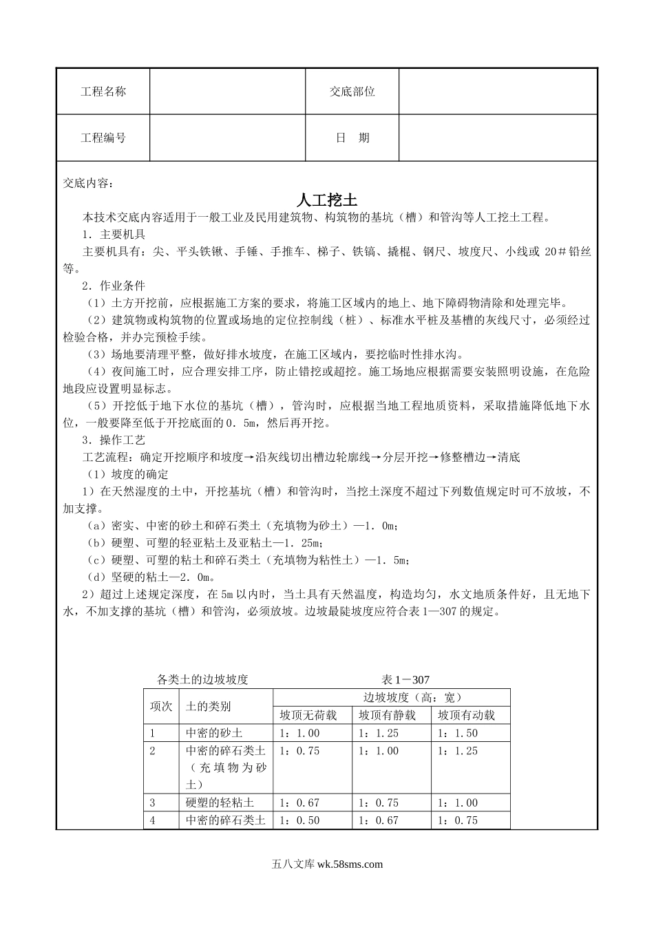 人工挖土技术交底_第1页