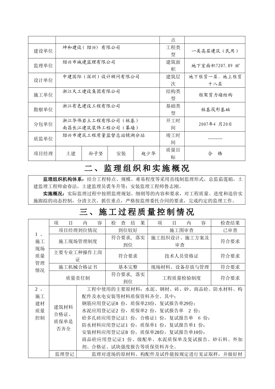 竣工监理报告2_地块商业办公楼地下室部分_第2页