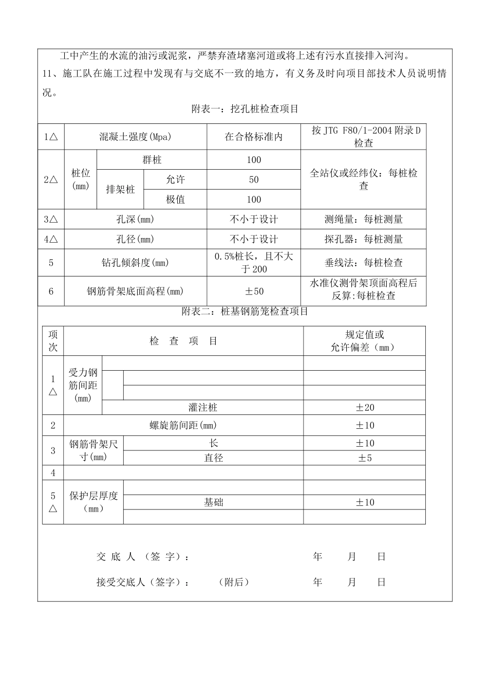 人工挖孔桩基础技术交底记录表_第2页