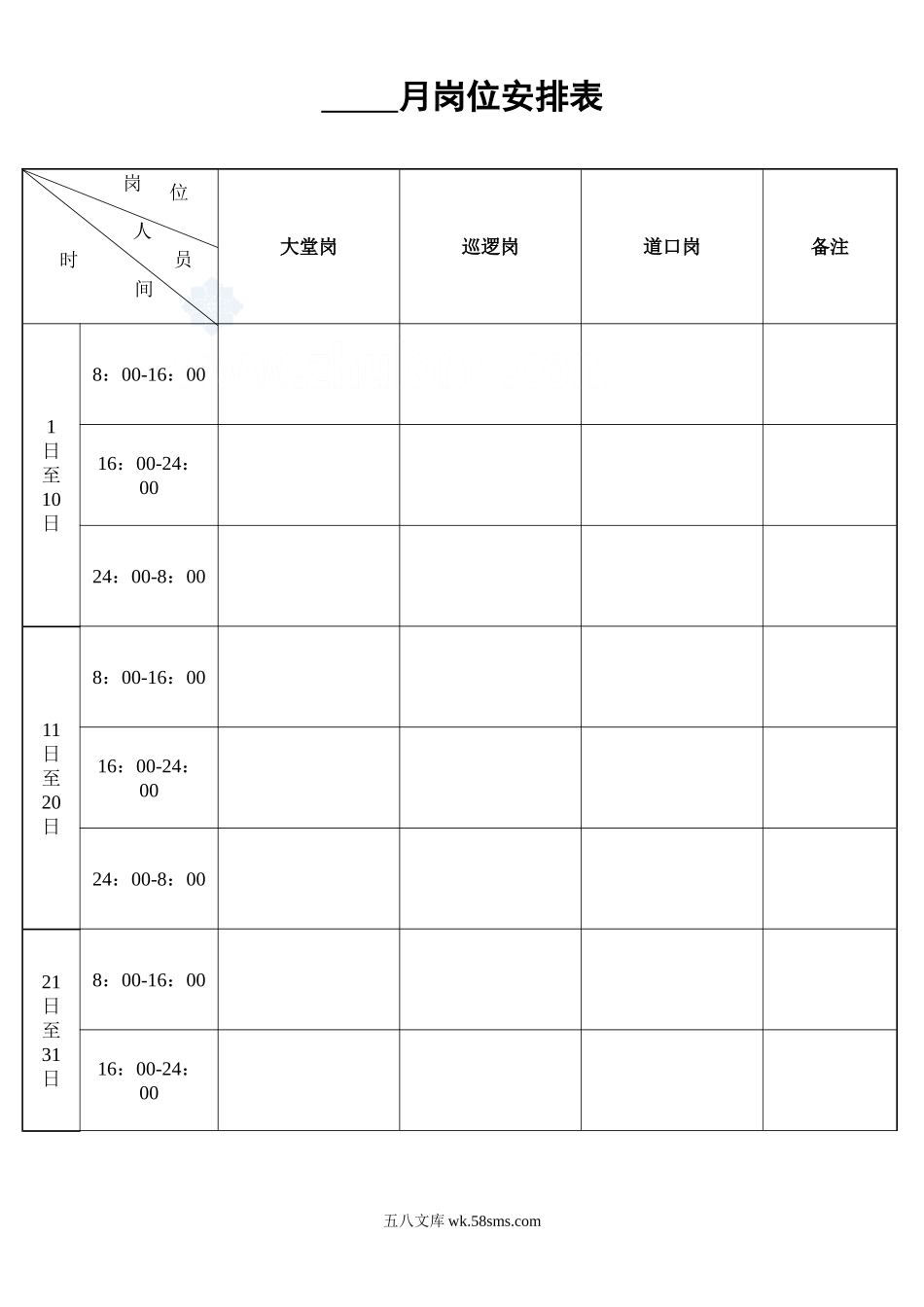 保安月岗位安排表_secret_第1页