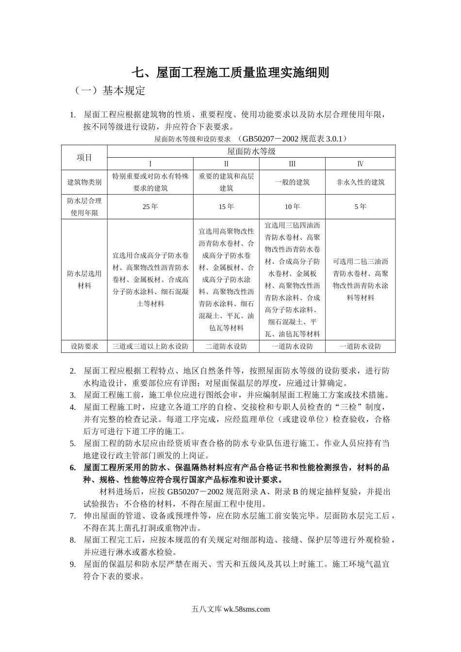 屋面工程施工质量监理实施细则cv_第1页