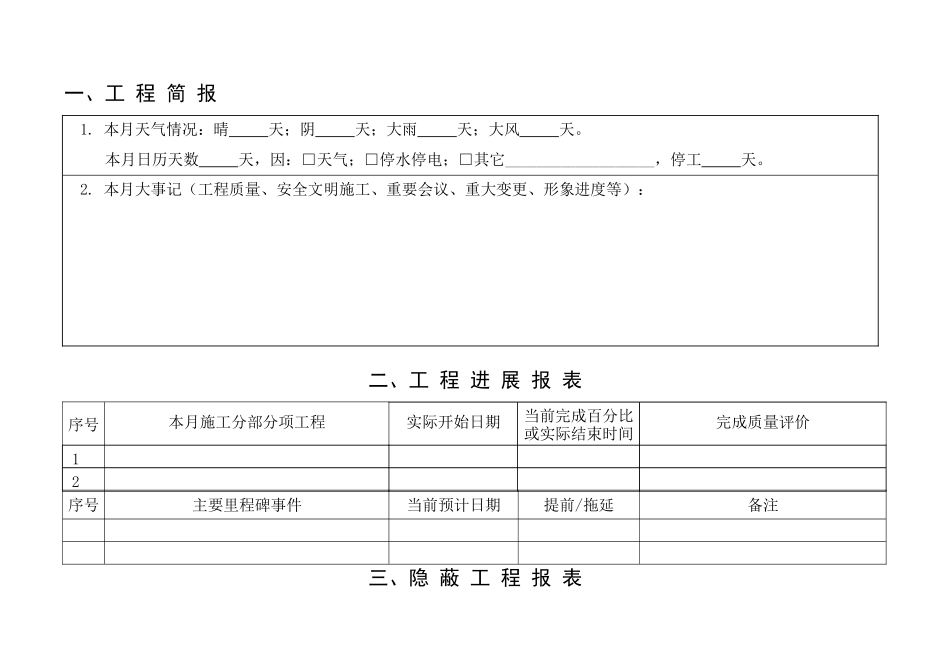 工程建设监理月报（样表）_第2页