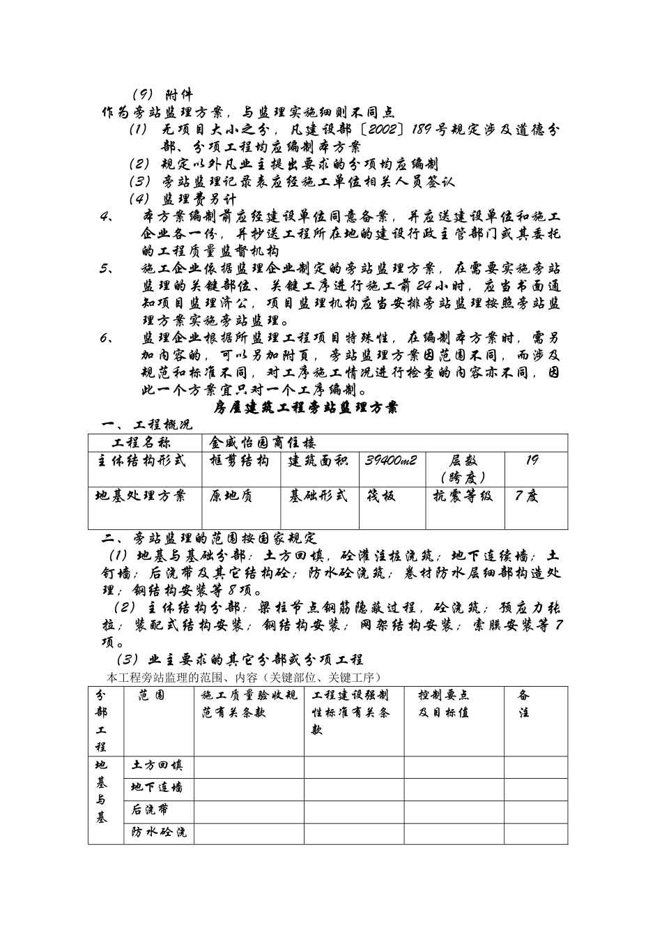 商住楼工程施工旁站监理方案_第2页