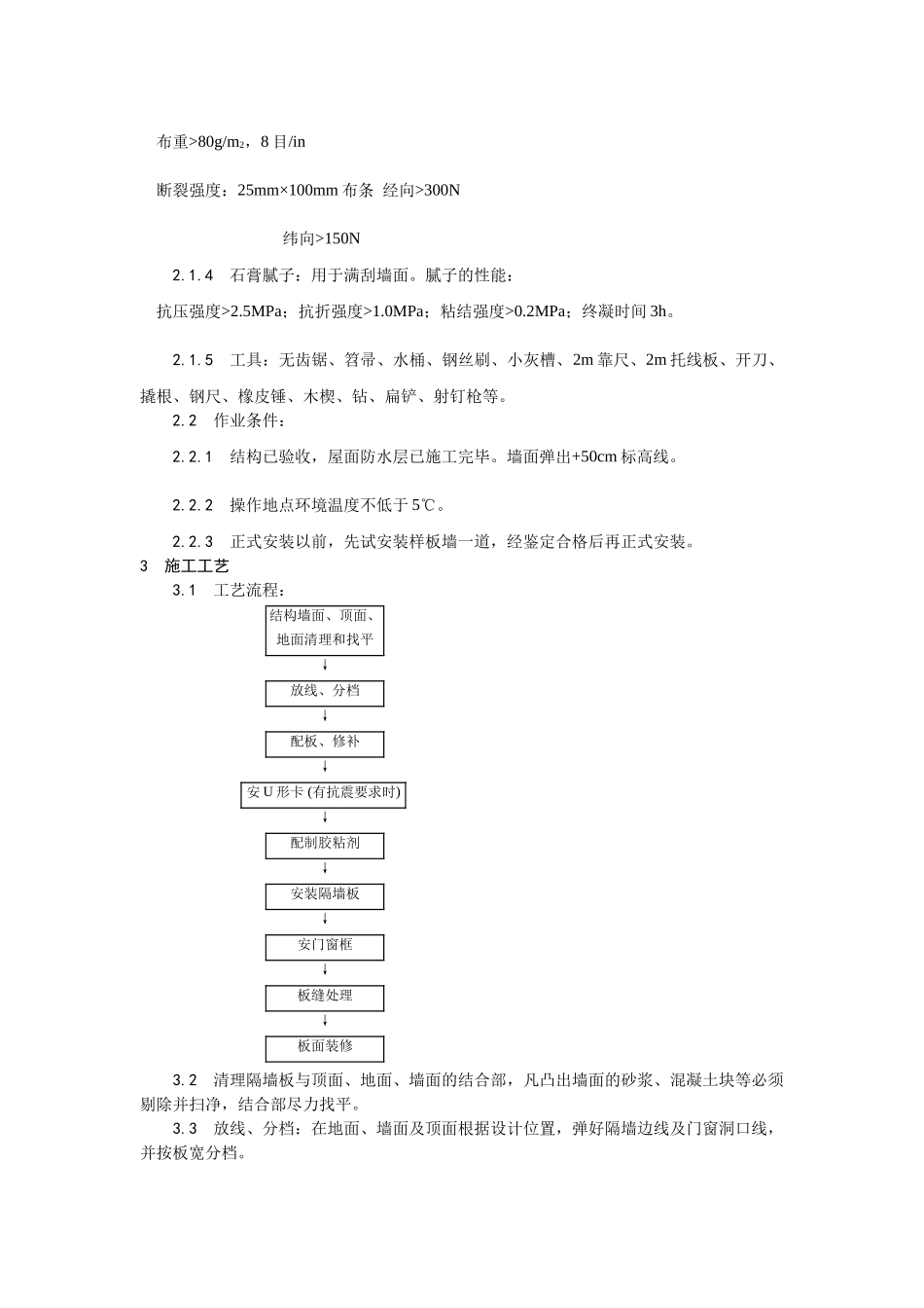 017增强水泥（GRC）空心条板隔墙施工工艺_第2页