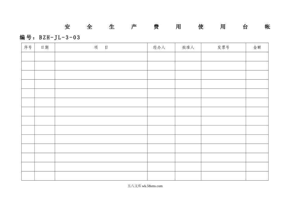 安全生产费用使用台帐表_第1页