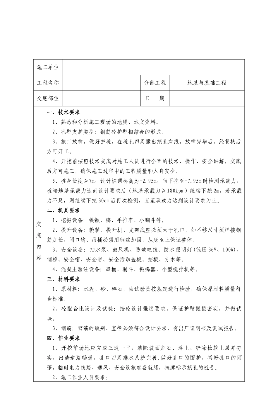 人工挖孔桩分项工程安全技术交底卡_第2页