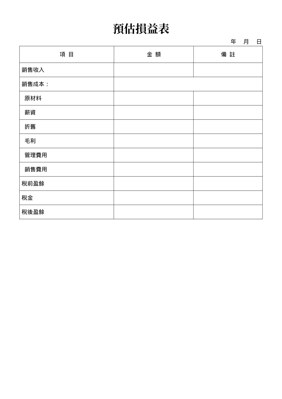 預估損益表.doc_第1页