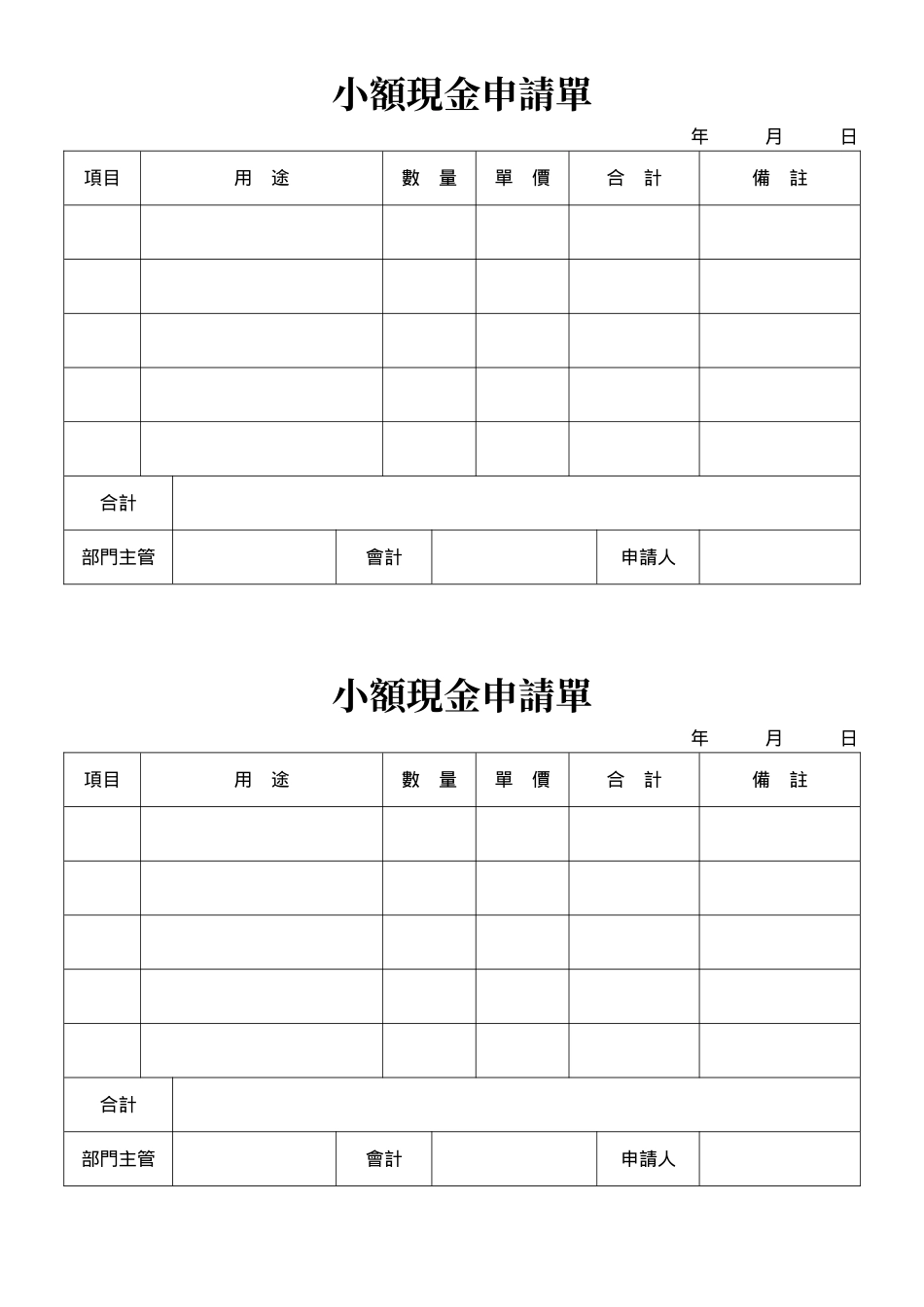 小額現金申請單.doc_第1页