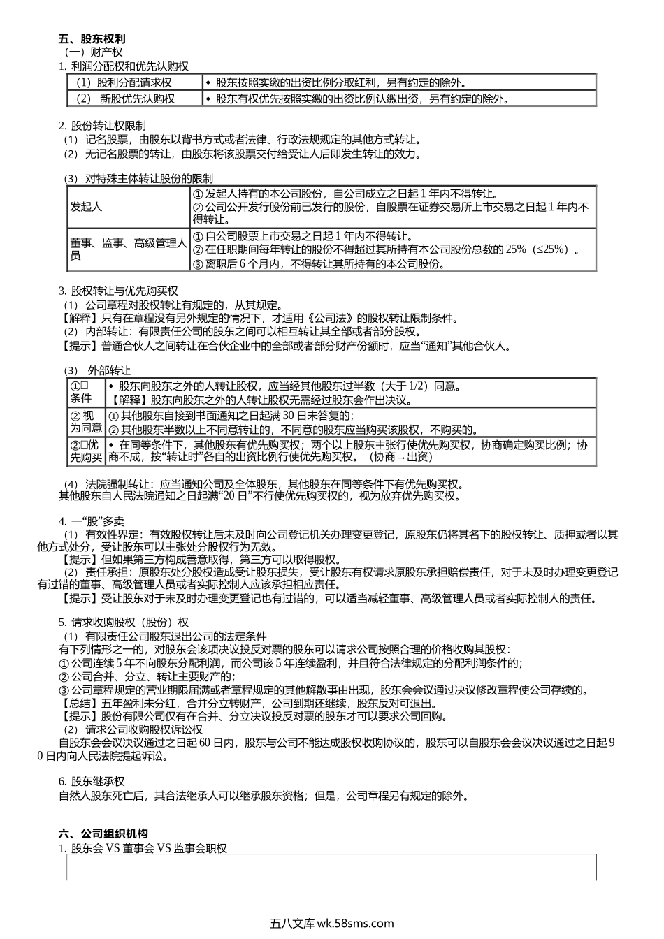 第0317讲　股东权利、公司组织机构、变更、解散与清算.docx_第1页