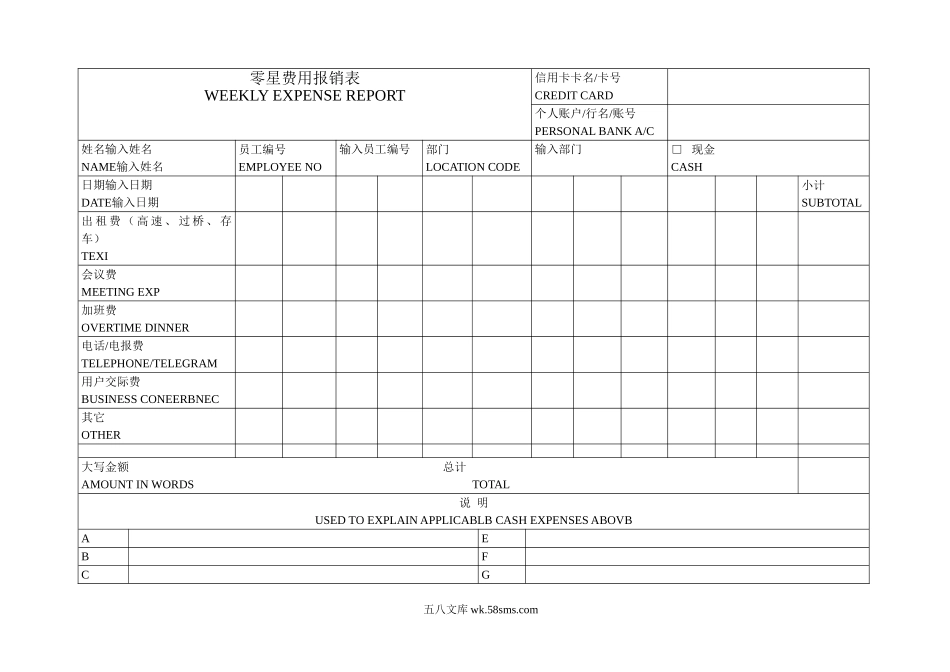 零星费用报销表weekly expense report.doc_第1页