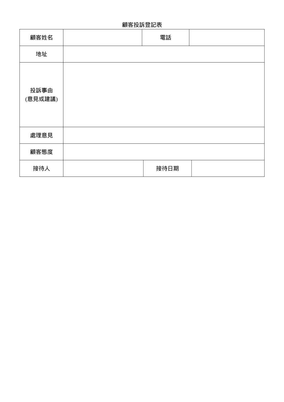 顧客投訴登記表.doc_第1页