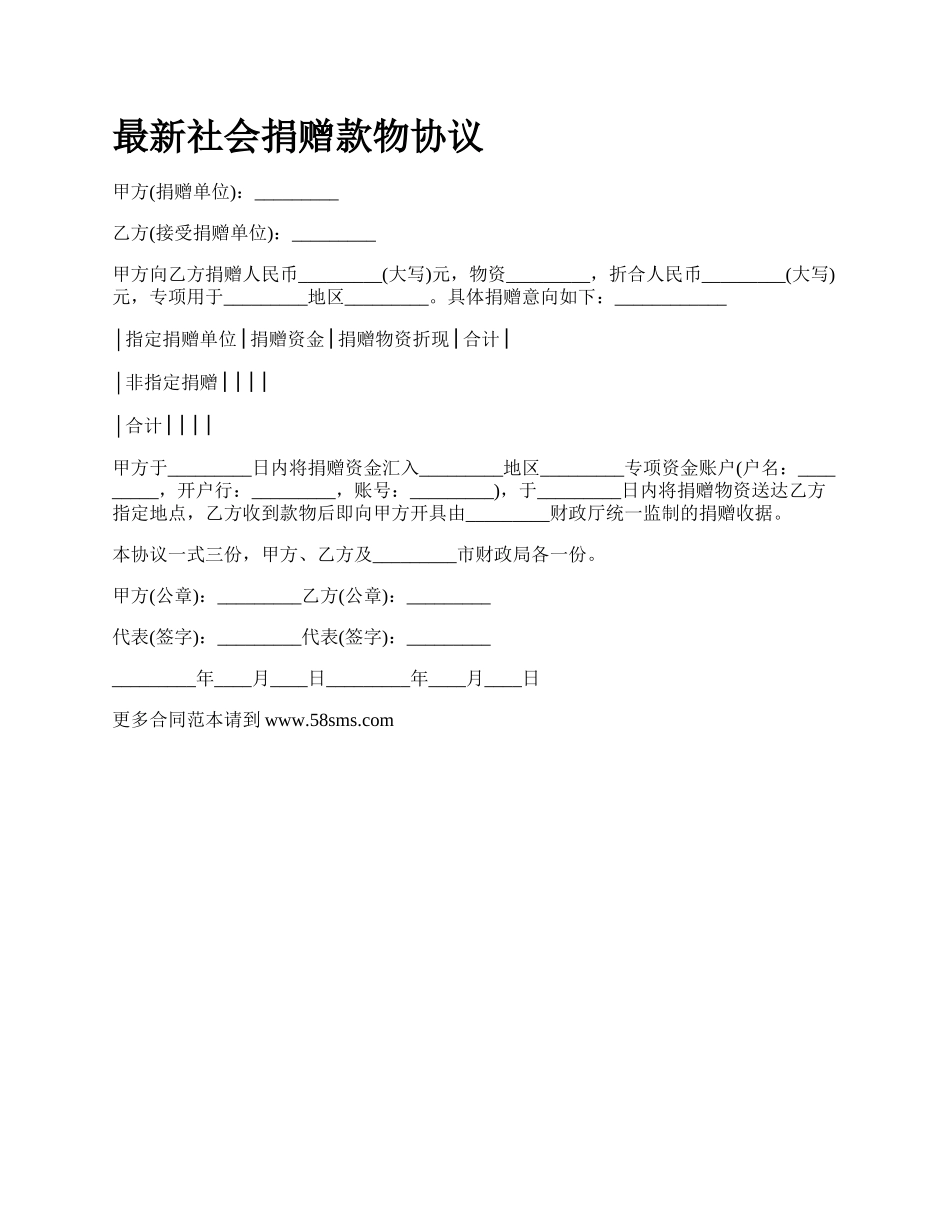 最新社会捐赠款物协议.docx_第1页