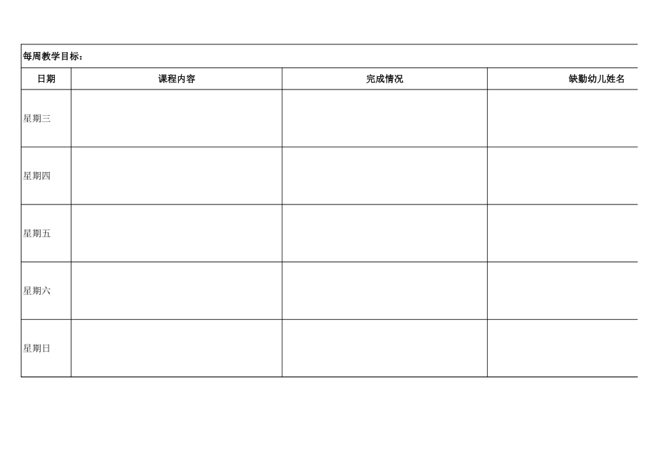 每周教学目标.xls_第1页