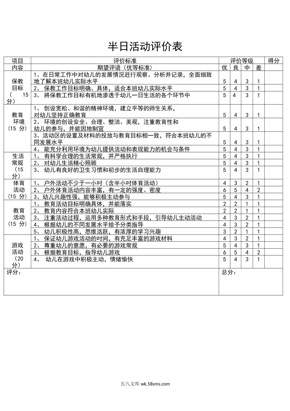 半日活动评价表.docx_第1页