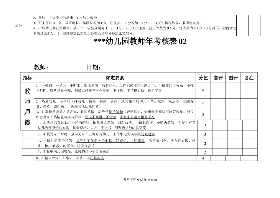 幼儿园3.教师年度考核表 3表.doc_第3页