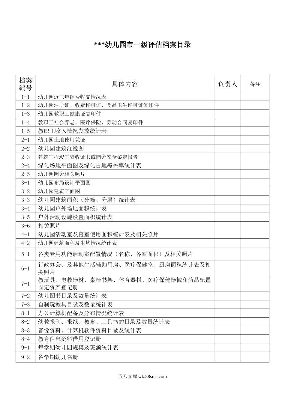 幼儿园7.幼儿园市一级评估档案目录.doc_第1页