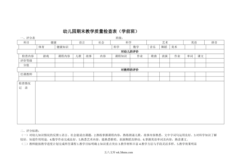 幼儿园18.幼儿园期末教学质量检查表.doc_第2页