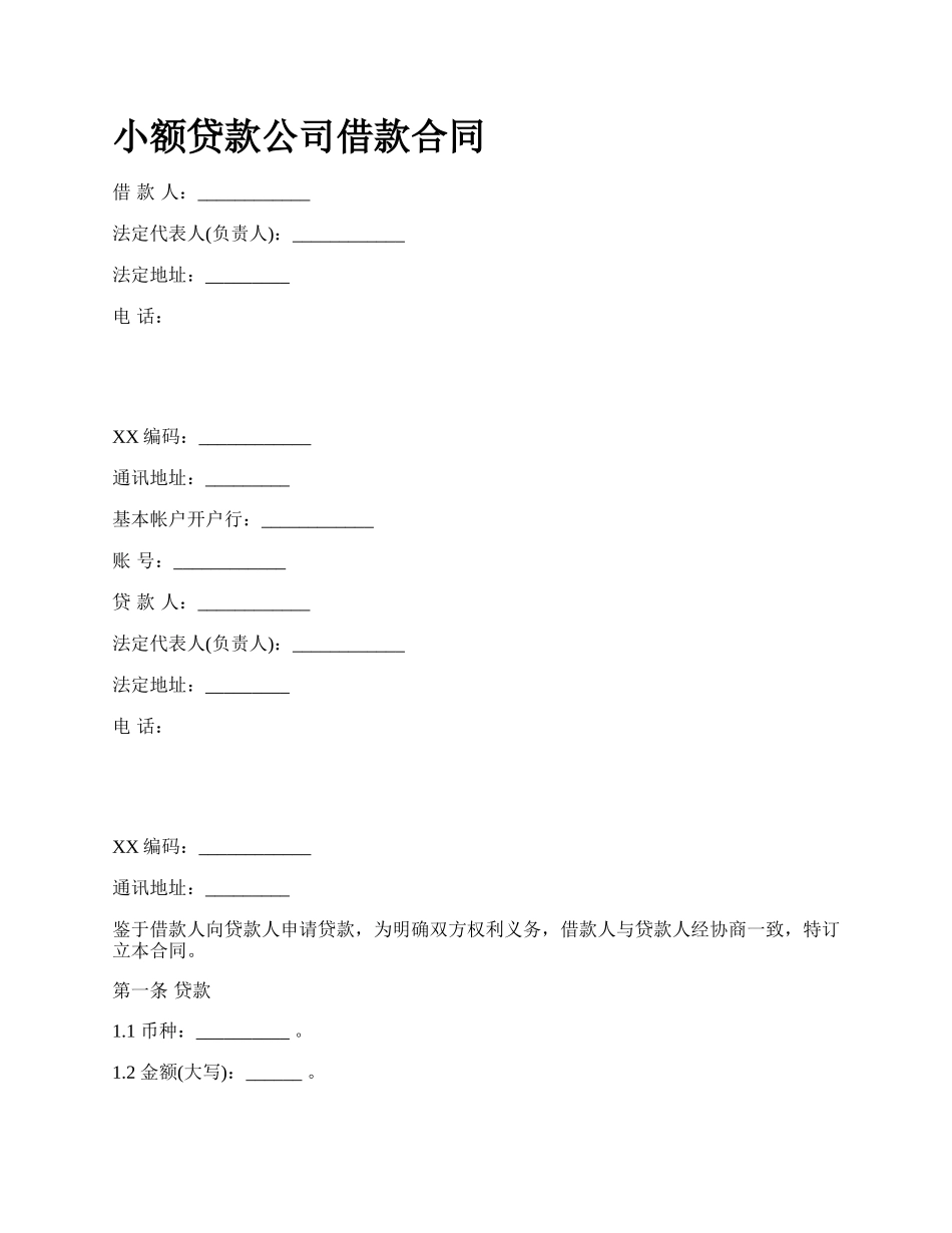 小额贷款公司借款合同.docx_第1页