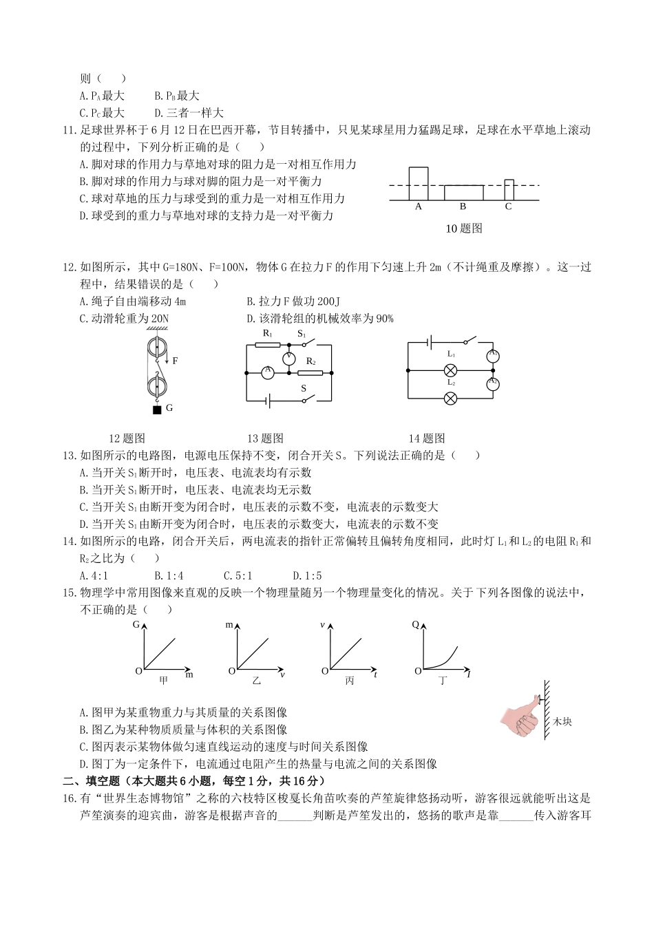 2014年贵州六盘水中考物理真题及答案.doc_第2页