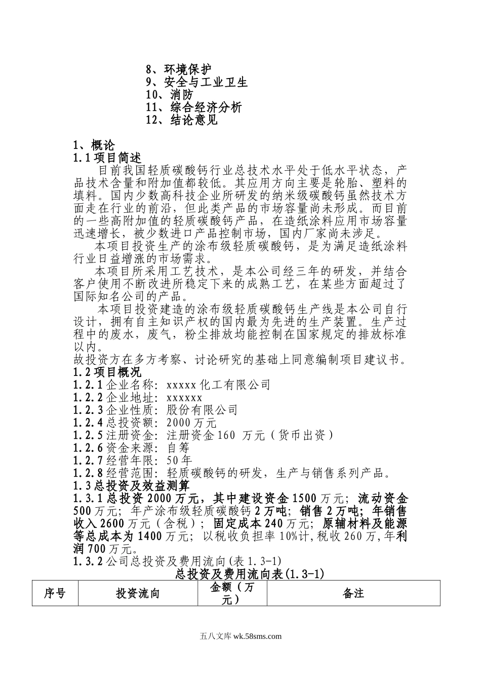 建办化工有限公司2万吨年涂布级轻质碳酸钙项目可研报告.doc_第2页