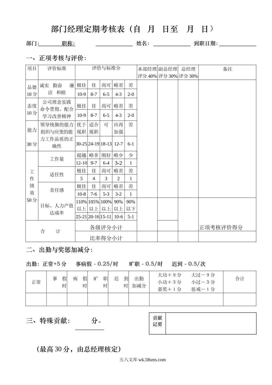 部门经理定期考核表.doc_第1页