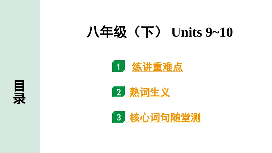 中考甘肃英语配套课件_1.精讲本_16. 第一部分 八年级（下）Units 9~10.ppt_第1页