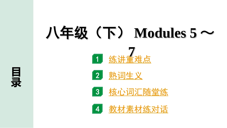 中考陕西英语配套课件WY_精品课件_1.精讲本_15. 第一部分 八年级(下) Modules 5～7.ppt_第1页