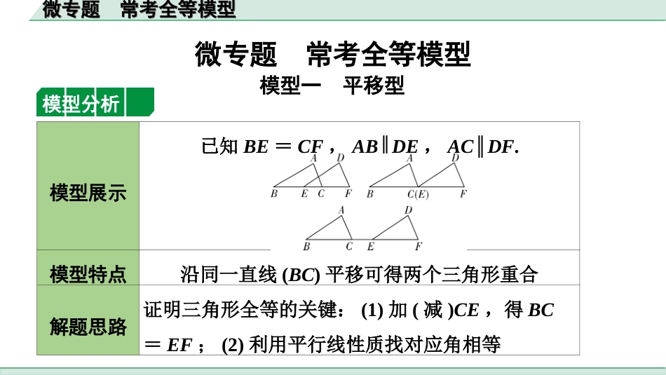 中考辽宁数学配套课件_1.精讲本_1.第一部分  辽宁中考考点研究_4.第四章  三角形_7.微专题  常考全等模型_7.微专题  常考全等模型.ppt_第1页