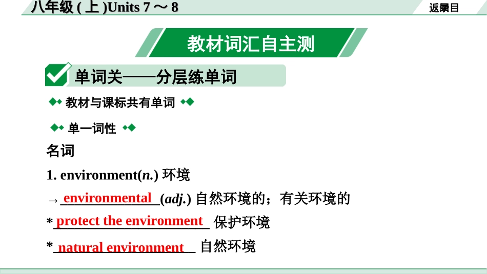 中考陕西英语配套课件_精品课件_2. 教材词汇语境练_10. 八年级(上)　Units 7～8.ppt_第3页