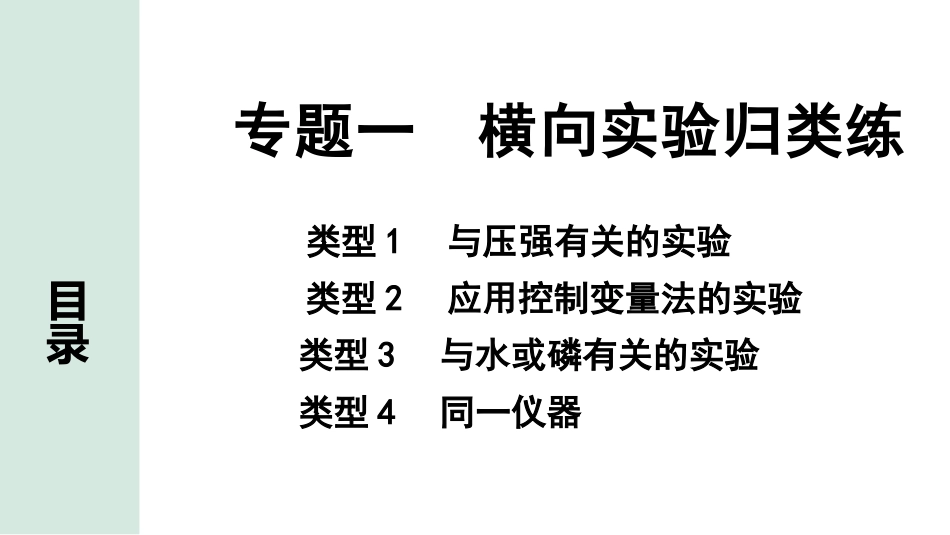 中考8.甘肃化学配套课件_01.精品课件_02.第二部分　甘肃中考专题研究_01.专题一　横向实验归类练.pptx_第1页