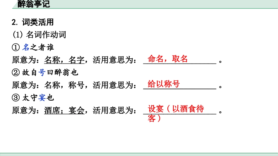 中考陕西语文配套课件_4.第四部分  古诗文阅读_专题一 文言文三阶攻关_一阶  教材九~七年级文言文分册梳理_第2篇　醉翁亭记_醉翁亭记（练）.ppt_第3页