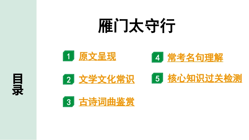 中考辽宁语文配套课件_精品课件_2.古诗文册_2.专题二  古诗词曲鉴赏_课标古诗词曲40首梳理及训练_24.雁门太守行.pptx_第2页