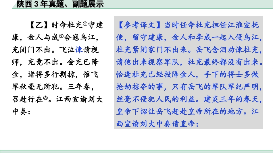 中考陕西语文配套课件_4.第四部分  古诗文阅读_专题一 文言文三阶攻关_三阶  文言文仿真训练_1.陕西3年真题、副题展示.ppt_第3页