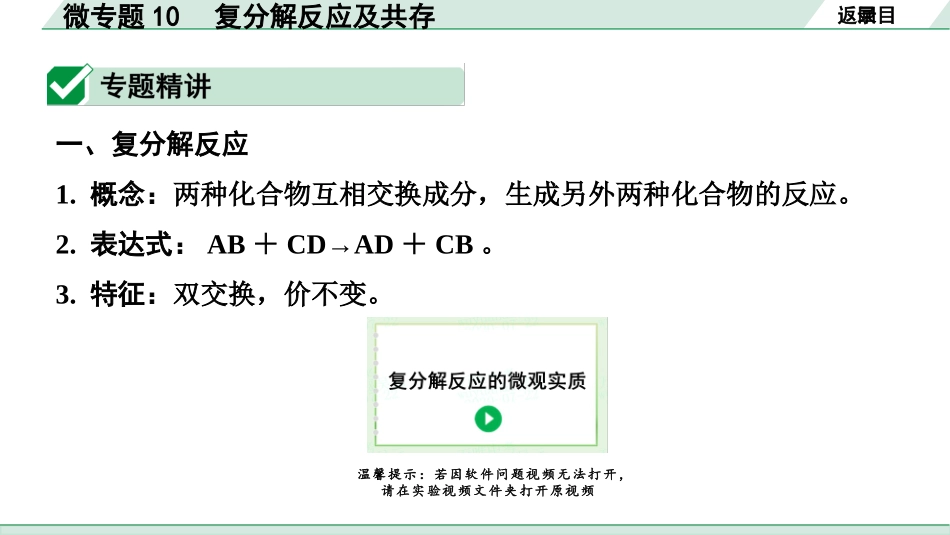 中考8.甘肃化学配套课件_01.精品课件_01.第一部分　甘肃中考考点研究_10.第十、十一单元　酸碱盐微专题_03.微专题10　复分解反应及共存.pptx_第2页