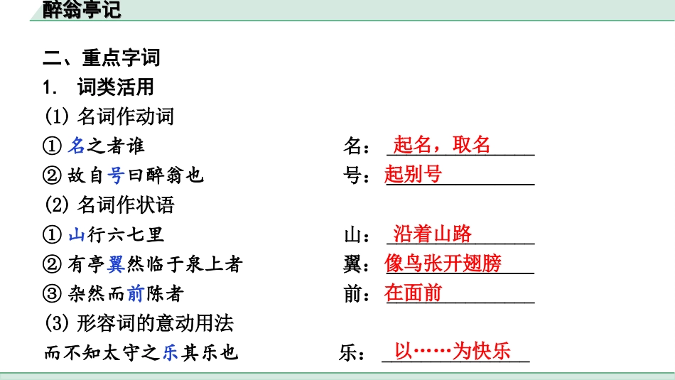 中考辽宁语文配套课件_精品课件_2.古诗文册_3.专题三  文言文阅读_一阶  课标文言文23篇知识梳理及训练_第7篇　醉翁亭记_醉翁亭记（练）.ppt_第3页